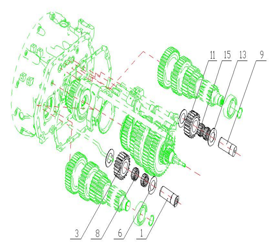 HOWO gearbox idler shaft assembly